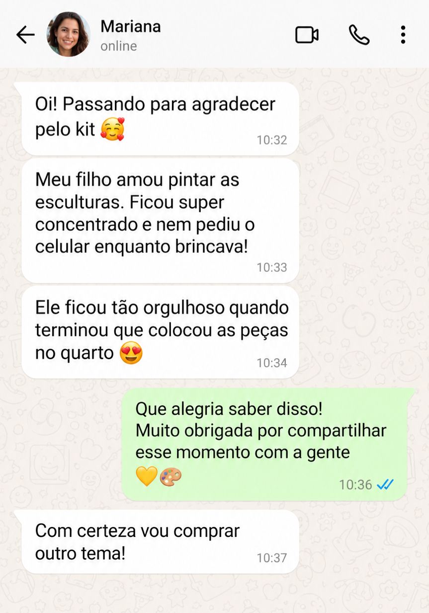 Print de conversa no WhatsApp com o depoimento da cliente Mariana