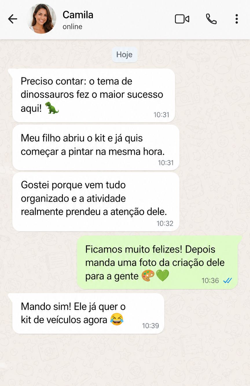 Print de conversa no WhatsApp com o depoimento da cliente Camila
